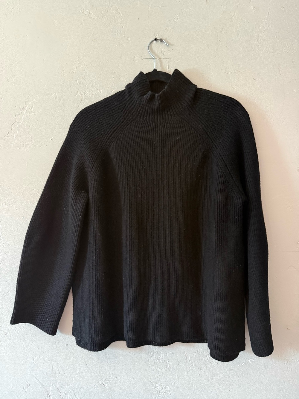 Zara Black Women's Ribbed Mock Neck Nylon Blend Sweater